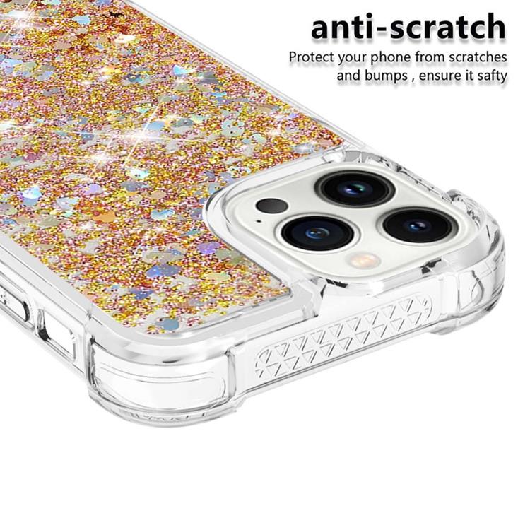 OEM iPhone 14 Pro Max Skal Liquid Floating Glitter - Guld