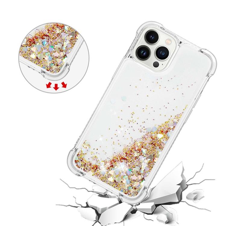 OEM iPhone 14 Pro Max Skal Liquid Floating Glitter - Guld