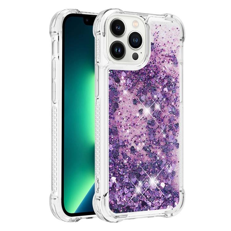 OEM iPhone 14 Pro Max Skal Liquid Floating Glitter - Lila