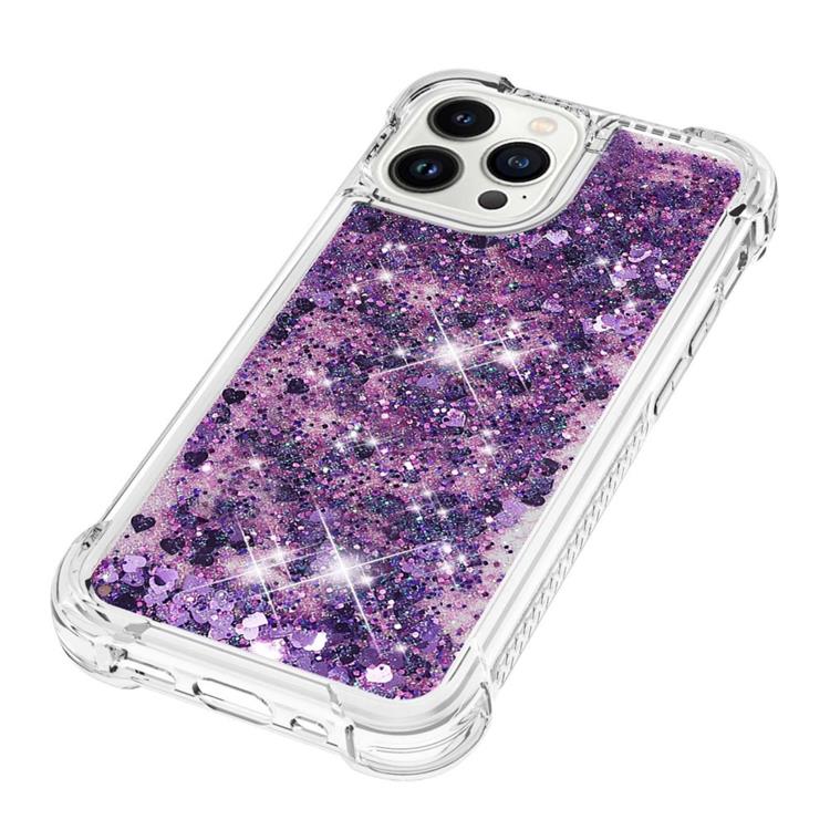 OEM iPhone 14 Pro Max Skal Liquid Floating Glitter - Lila