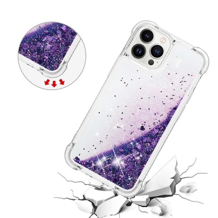 OEM iPhone 14 Pro Max Skal Liquid Floating Glitter - Lila