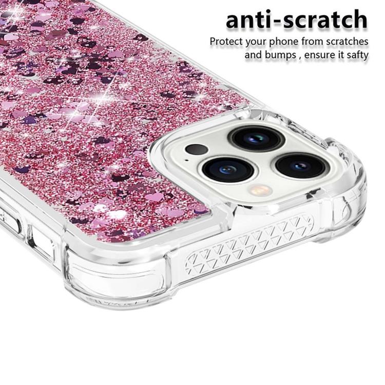 OEM iPhone 14 Pro Max Skal Liquid Floating Glitter - Rosa Guld