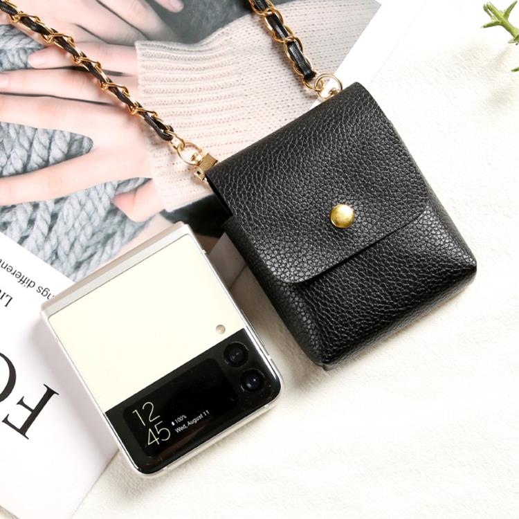 OEM Galaxy Z Flip 4/Z Flip 3 Halsbandsfodral Crossbody - Svart