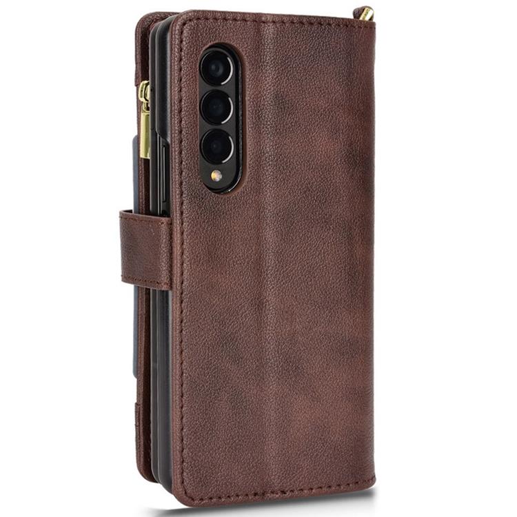 A-One Brand Galaxy Z Fold 4 Plånboksfodral Zipper Magnetic - Brun
