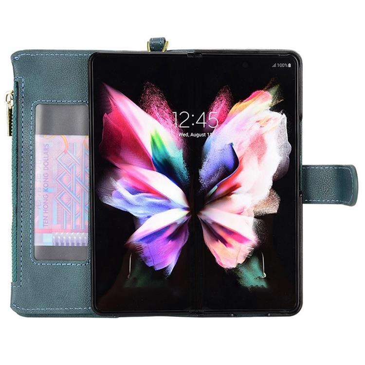 A-One Brand Galaxy Z Fold 4 Plånboksfodral Zipper Magnetic - Grön
