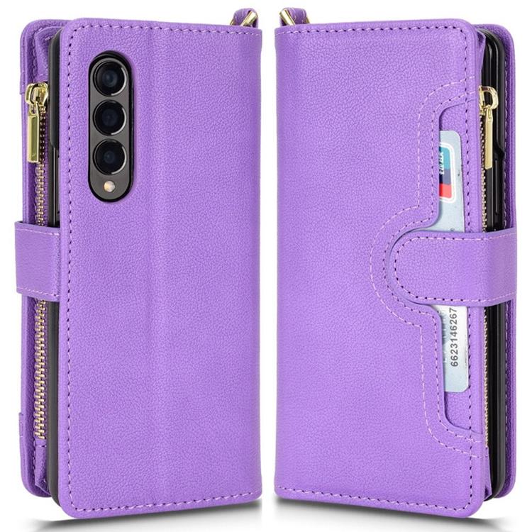 A-One Brand Galaxy Z Fold 4 Plånboksfodral Zipper Magnetic - Lila