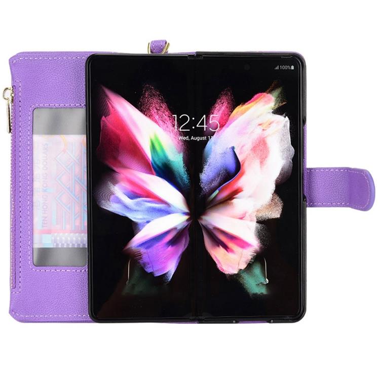 A-One Brand Galaxy Z Fold 4 Plånboksfodral Zipper Magnetic - Lila