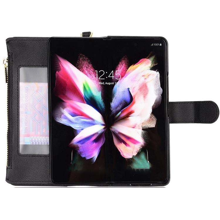 A-One Brand Galaxy Z Fold 4 Plånboksfodral Zipper Magnetic - Svart