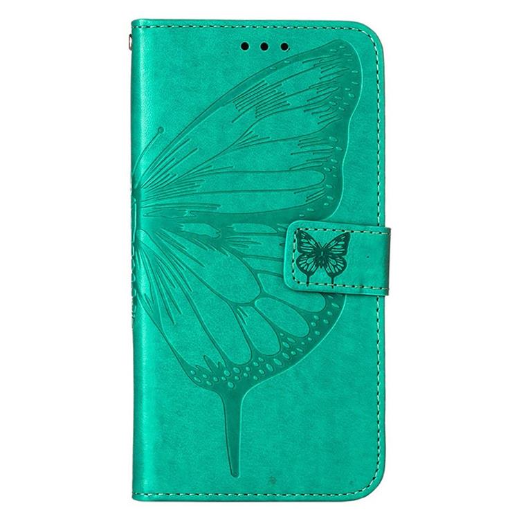 OEM iPhone 14 Plus Plånboksfodral Butterfly Flower Imprinted - Grön