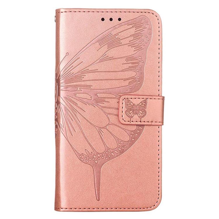 OEM iPhone 14 Plus Plånboksfodral Butterfly Flower Imprinted - Rosa Guld