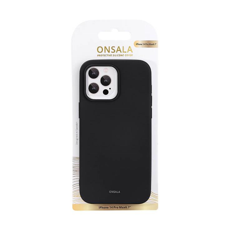 Onsala ONSALA iPhone 14 Pro Max Skal Silikon Chalk - Svart