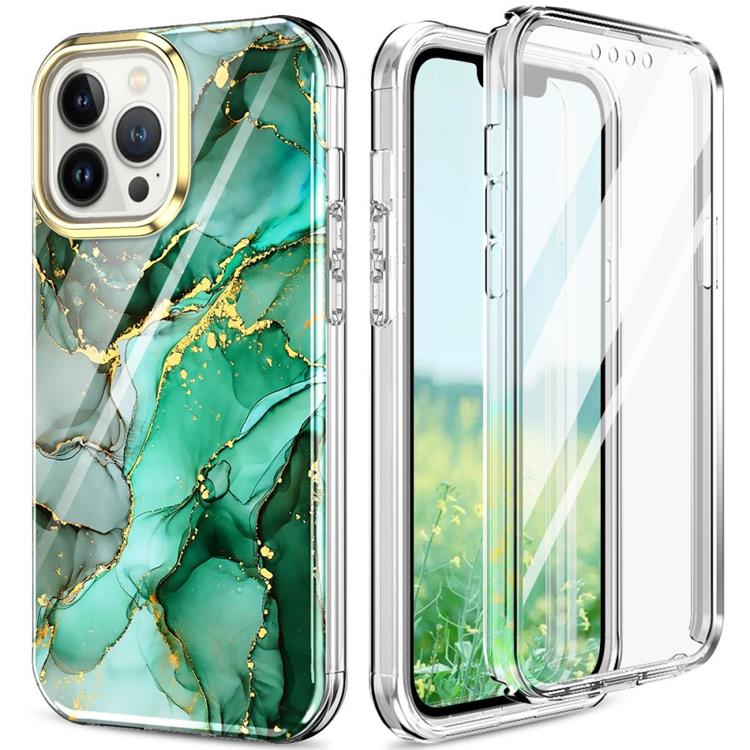 OEM iPhone 14 Pro Skal 360 Marble - Grön
