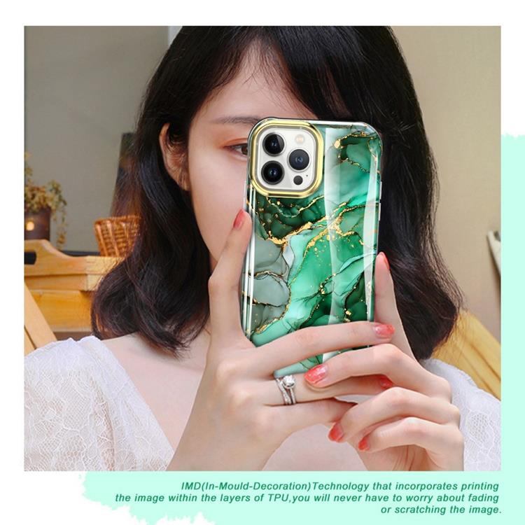 OEM iPhone 14 Pro Skal 360 Marble - Grön