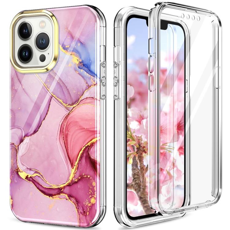 OEM iPhone 14 Pro Max Skal 360 Marble - Rosa