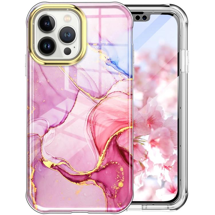 OEM iPhone 14 Pro Max Skal 360 Marble - Rosa