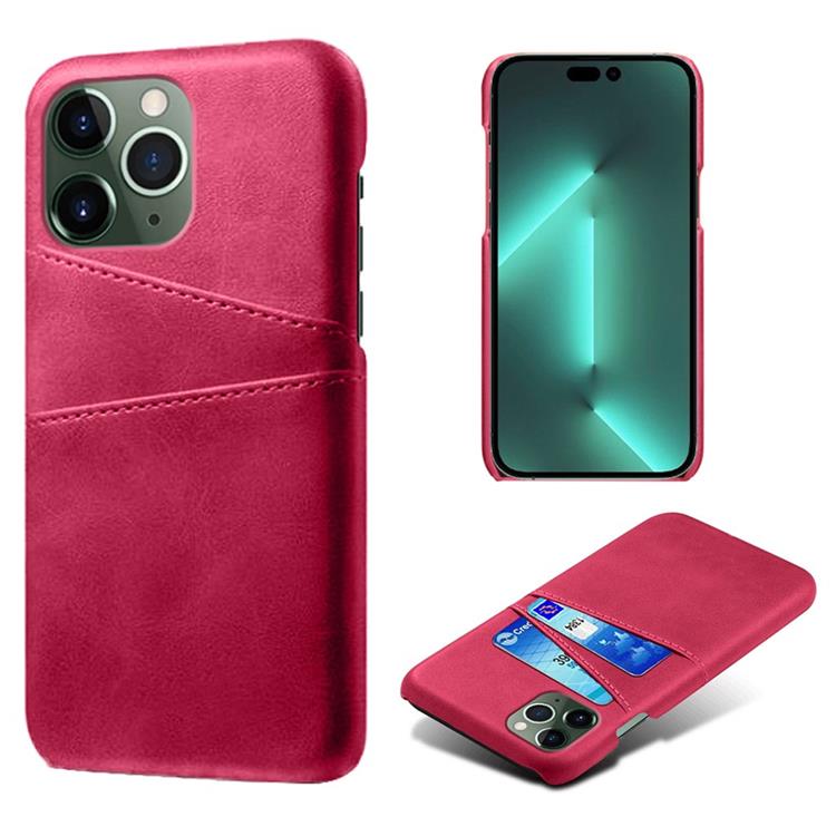 OEM iPhone 14 Pro Max Skal Korthållare PU Läder - Magenta