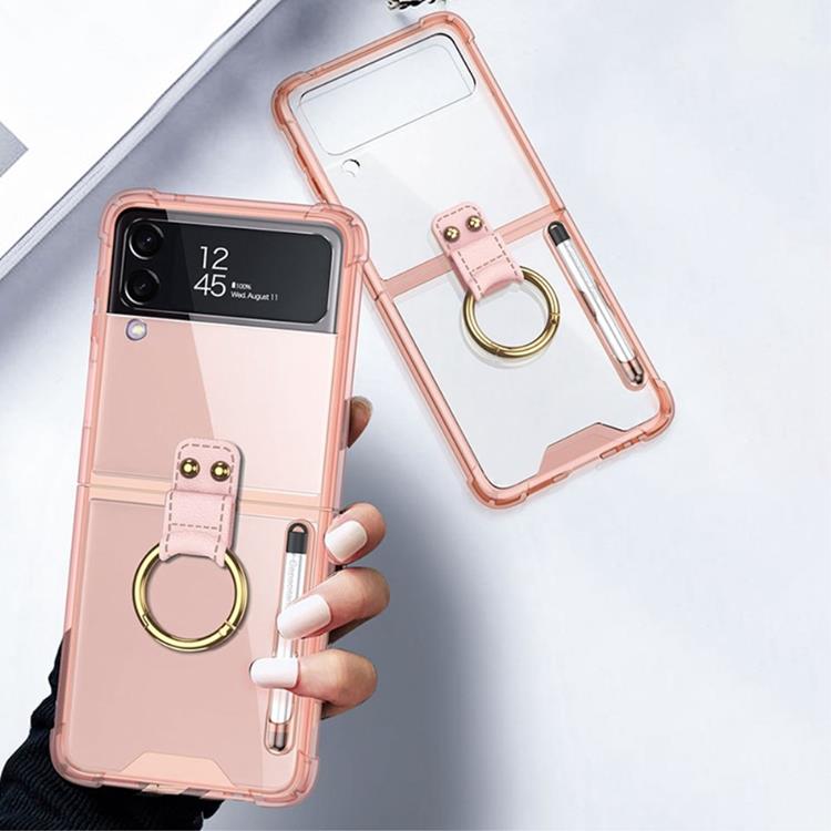 GKK GKK Galaxy Z Flip 4 Skal Ringhållare med Stylus Penna - Rosa