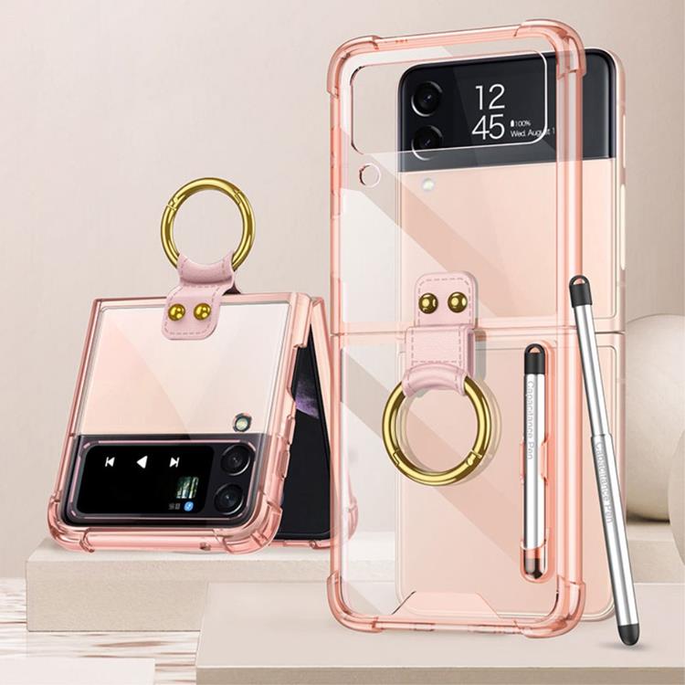 GKK GKK Galaxy Z Flip 4 Skal Ringhållare med Stylus Penna - Rosa