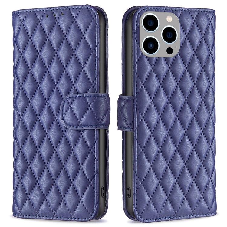 BINFEN COLOR BINFEN iPhone 14 Pro Max Plånboksfodral Rhombus - Blå