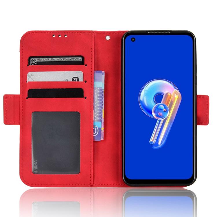 OEM Asus Zenfone 9 Plånboksfodral PU Läder - Röd