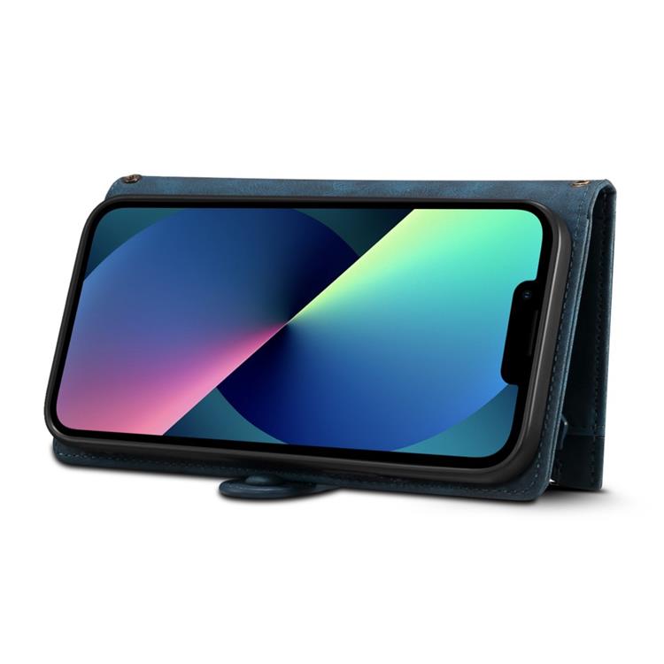 OEM iPhone 14 Plus Plånboksfodral Flap Zipper Strap - Blå