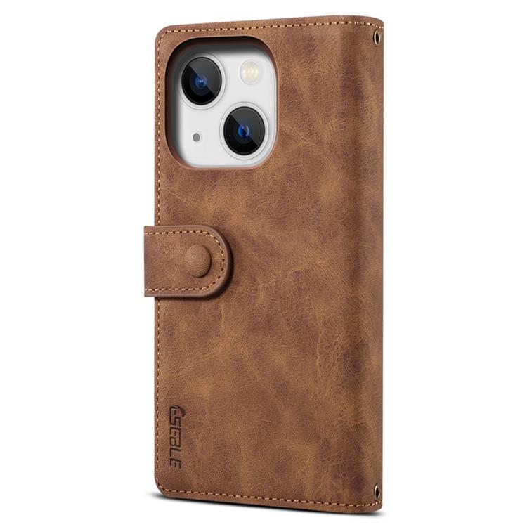 OEM iPhone 14 Plånboksfodral Flap Zipper Strap - Brun