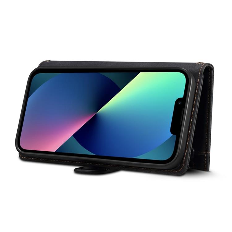 OEM iPhone 14 Plus Plånboksfodral Flap Zipper Strap - Svart