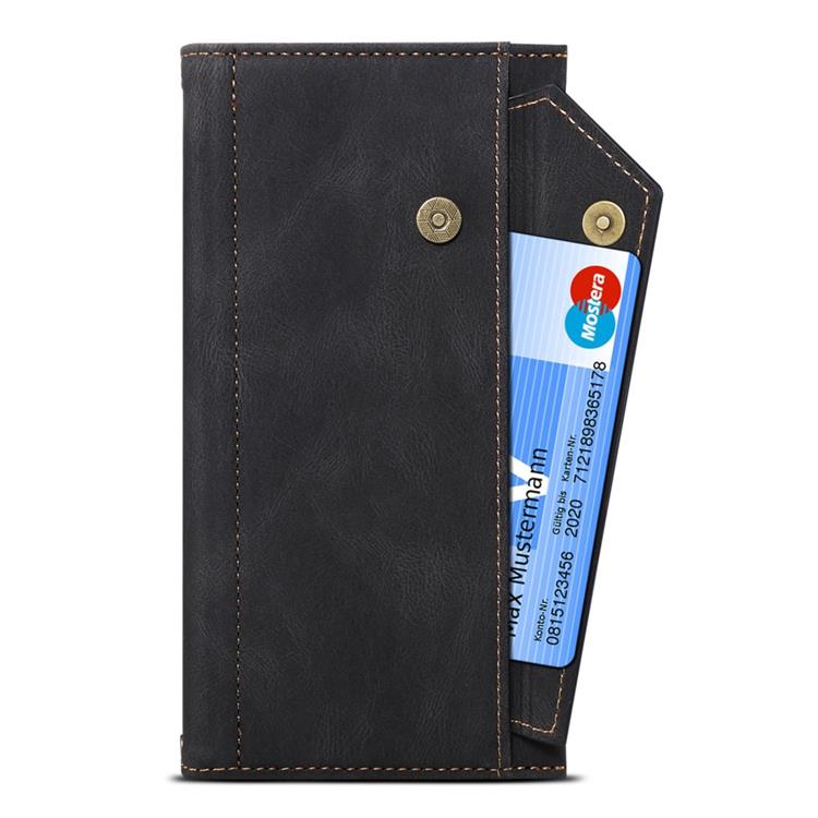 OEM iPhone 14 Plus Plånboksfodral Flap Zipper Strap - Svart