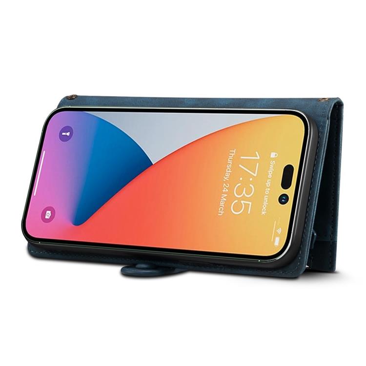 OEM iPhone 14 Pro Max Plånboksfodral Flap Zipper Strap - Blå