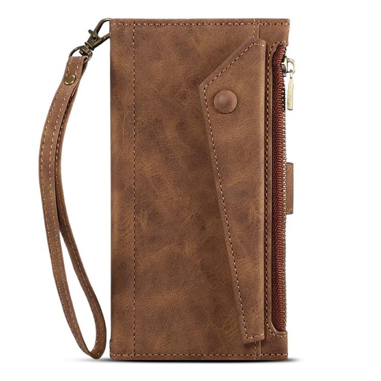 OEM iPhone 14 Pro Plånboksfodral Flap Zipper Strap - Brun