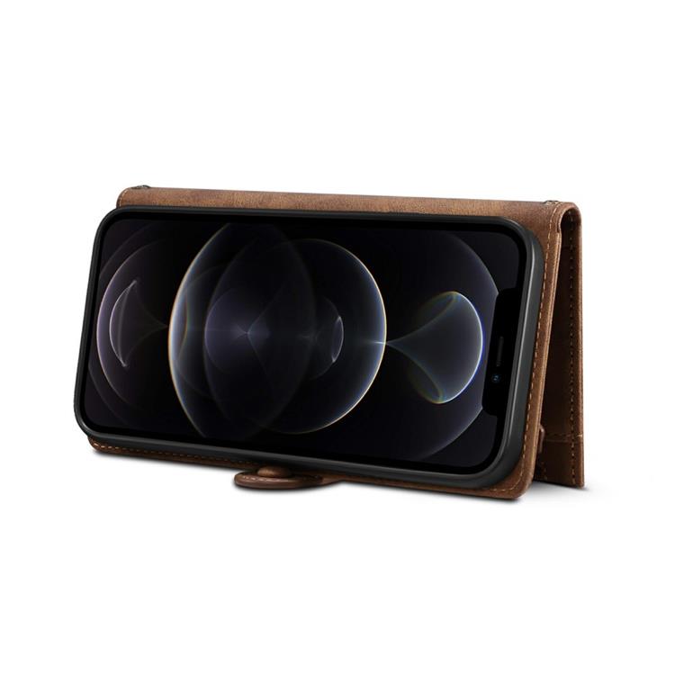 OEM iPhone 14 Pro Plånboksfodral Flap Zipper Strap - Brun