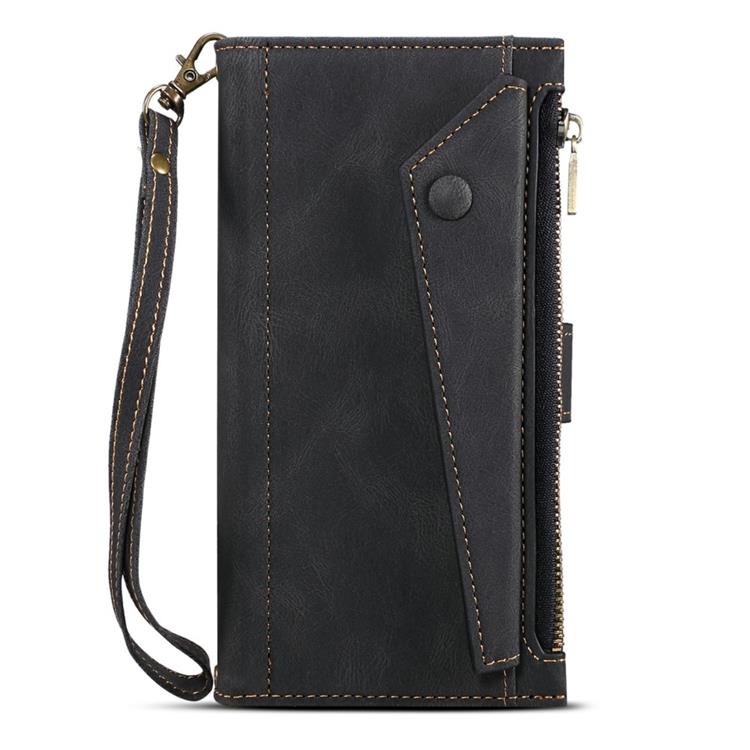 OEM iPhone 14 Pro Plånboksfodral Flap Zipper Strap - Svart