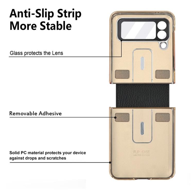 OEM Galaxy Z Flip 4 Skal Ringhållare Läder - Lila