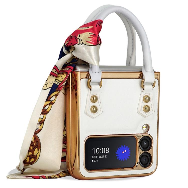 GKK GKK Galaxy Z Flip 3 5G Skal Handväska - Vit