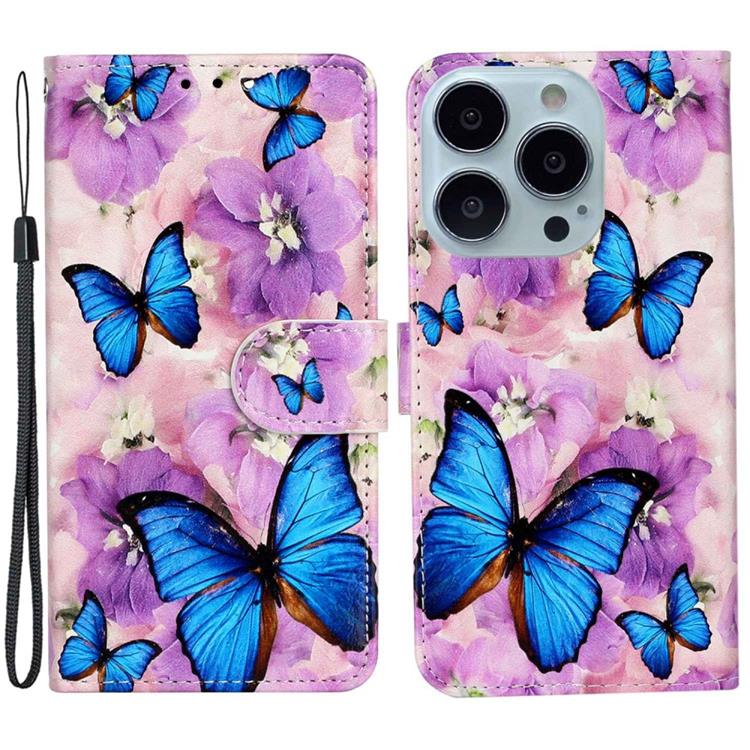 OEM iPhone 14 Pro Plånboksfodral Folio Flip - Blå Butterfly