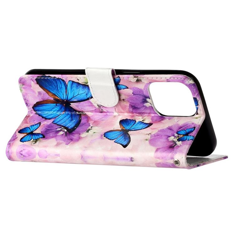 OEM iPhone 14 Pro Plånboksfodral Folio Flip - Blå Butterfly