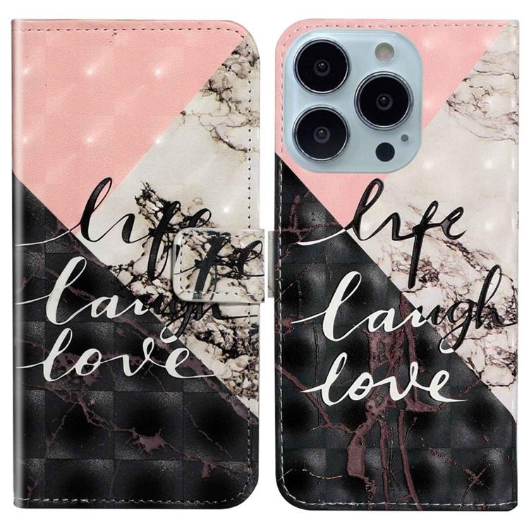 OEM iPhone 14 Pro Plånboksfodral 3D Pattern - Svart Marble