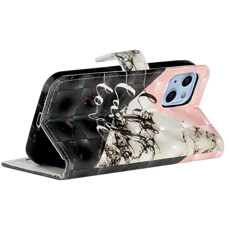 OEM iPhone 14 Pro Plånboksfodral 3D Pattern - Svart Marble