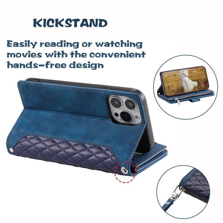 OEM iPhone 14 Pro Max Plånboksfodral Rhombus - Blå