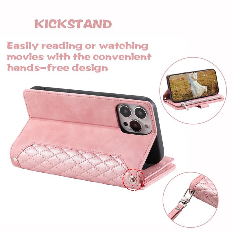 OEM iPhone 14 Pro Plånboksfodral Rhombus - Rosa