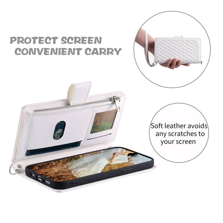 OEM iPhone 14 Pro Plånboksfodral Rhombus - Vit