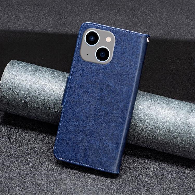 OEM iPhone 14 Plus Plånboksfodral Butterfly Imprinted - Mörkblå