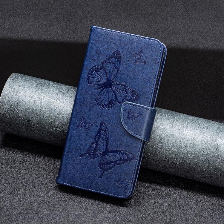 OEM iPhone 14 Plus Plånboksfodral Butterfly Imprinted - Mörkblå