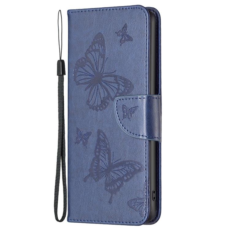 OEM iPhone 14 Plus Plånboksfodral Butterfly Imprinted - Mörkblå