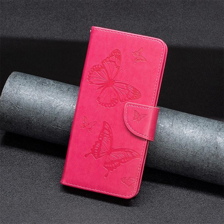 OEM iPhone 14 Plus Plånboksfodral Butterfly Imprinted - Magenta