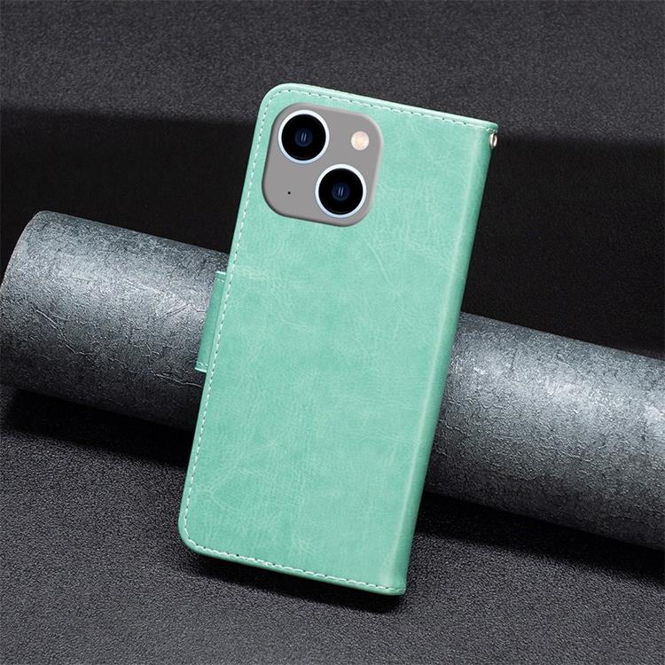 OEM iPhone 14 Plus Plånboksfodral Butterfly Imprinted - Turkos