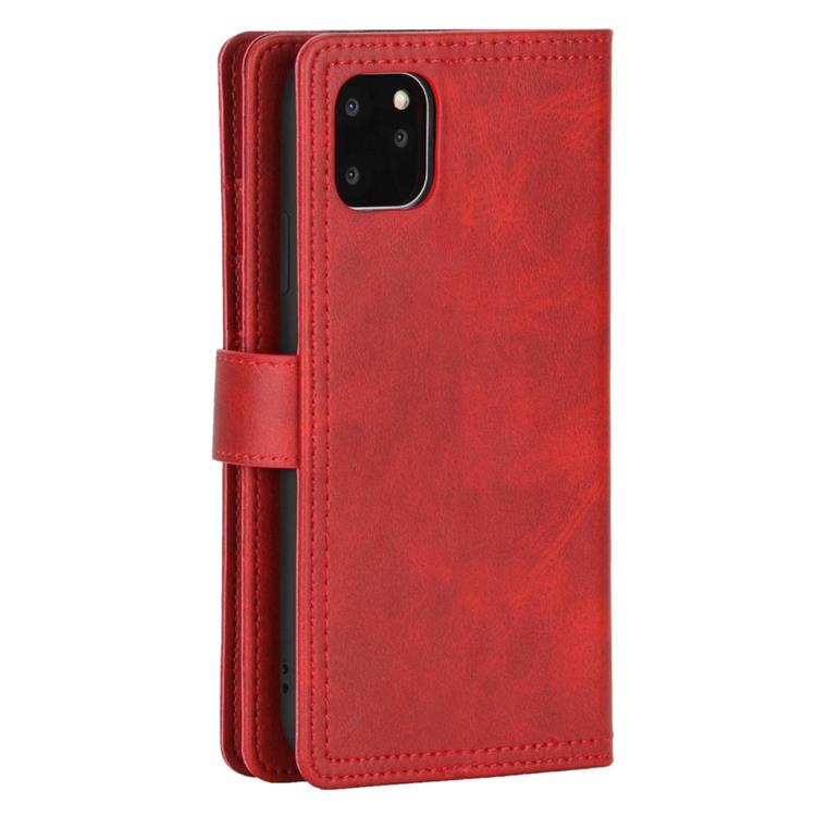 OEM iPhone 14 Pro Plånboksfodral Äkta Läder Flip - Röd