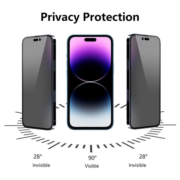 OEM [BULK 1st] iPhone 14 Pro Härdat Glas Skärmskydd - Privacy
