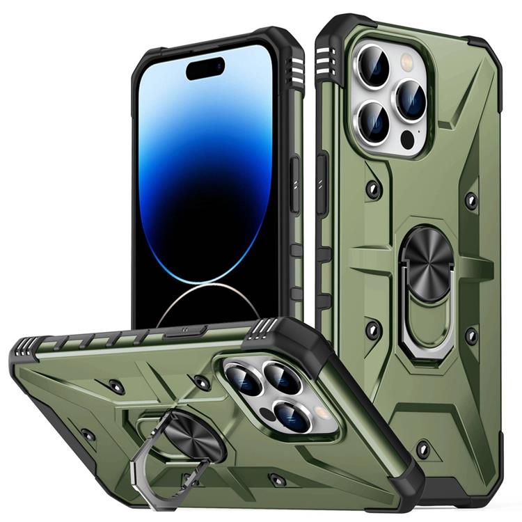 OEM iPhone 14 Pro Skal Ringhållare Armor - Army Grön