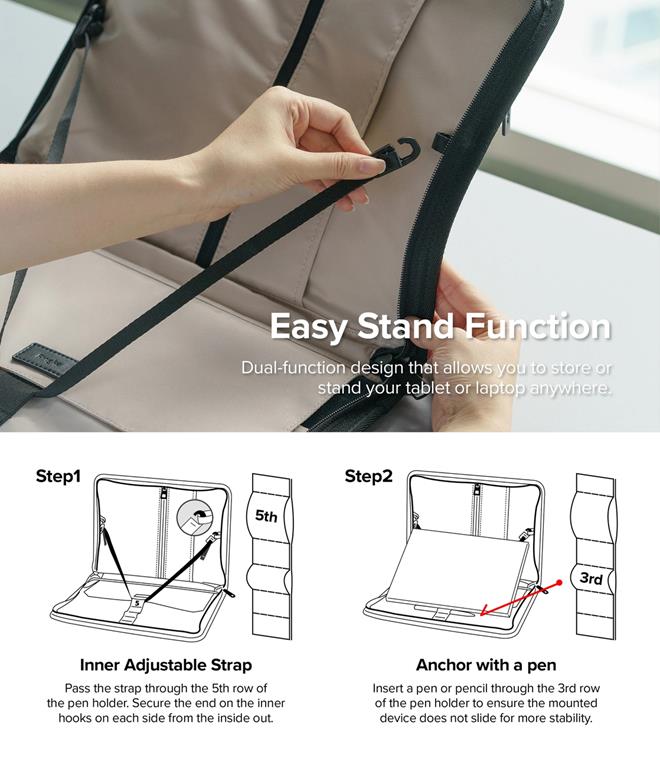 OEM Ringke Smart Zip Datorfodral upp till 13'' - Beige